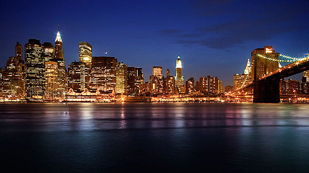 曼哈顿,天际线,夜晚