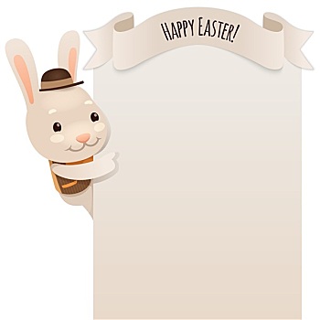 高兴,复活节兔子,看,留白,海报