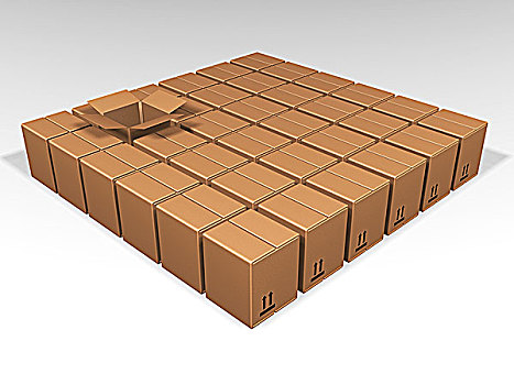 一个,打开,褐色,盒子,许多