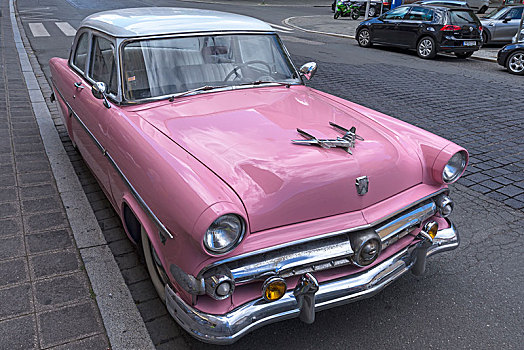 粉色,庞蒂亚克,美洲,老爷车,20世纪50年代,纽伦堡,中间,弗兰克尼亚,巴伐利亚,德国,欧洲