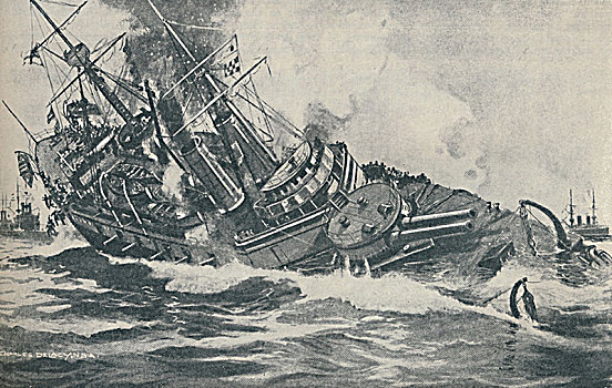 沉没,战舰,维多利亚,1893年,艺术家,未知