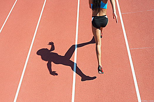 女性,运动员,跑,赛道,后视图