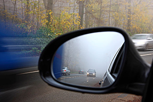 公路,密集,雾,秋天,能见度,仰视,北莱茵威斯特伐利亚,德国,欧洲
