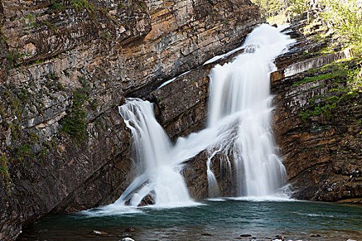瀑布,石头,悬崖,沃特顿,艾伯塔省,加拿大