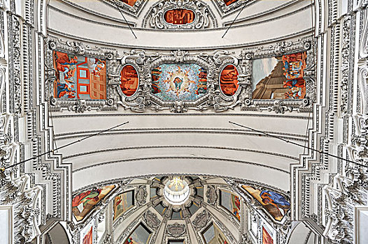拱顶,穹顶,萨尔茨堡大教堂,萨尔茨堡,萨尔茨堡省,奥地利,欧洲