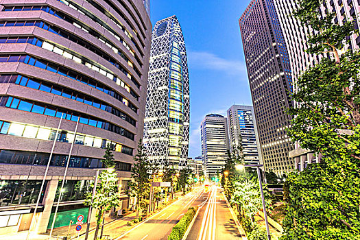 现代办公室,建筑,东京,城市道路,黎明