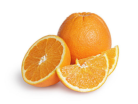 成熟,圆,橘子,一半,切片,隔绝,白色背景,背景