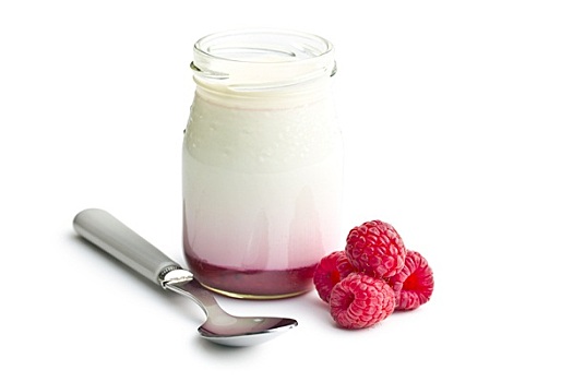 酸奶,罐,树莓