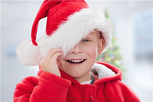 合成效果,图像,可爱,男孩,圣诞帽