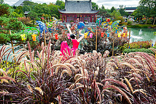 魔幻,灯笼,中式花园,蒙特利尔,魁北克,加拿大