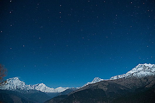 雪山,山脉,星空,天空,尼泊尔
