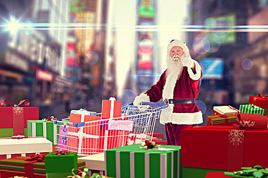 圣诞老人,递送,礼物,手推车