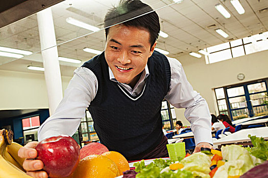 教师,健康食物,学校,自助餐厅