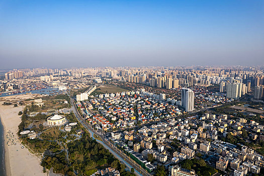 广西北海银滩滨海风光雕塑城市建筑风光航拍