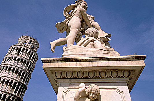 欧洲,意大利,托斯卡纳,比萨,广场,比萨斜塔,斜塔,风景,雕塑