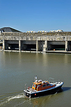 法国,卢瓦尔河地区,大西洋卢瓦尔省,港口,潜水艇,建筑,第二次世界大战