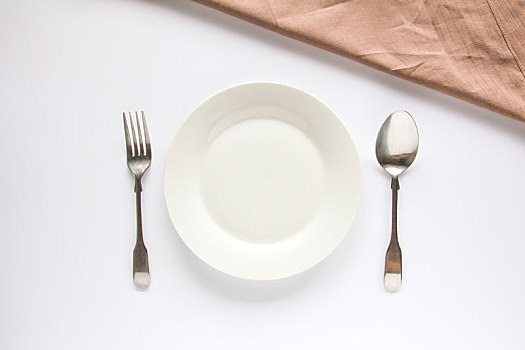 白色,盘子,银,叉子,勺子