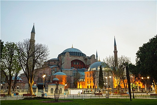 圣索菲亚教堂,伊斯坦布尔,土耳其,晚上