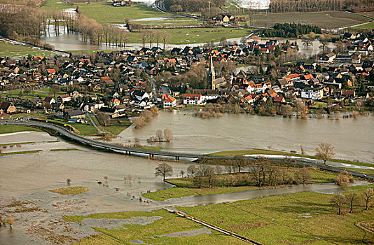 航拍,里皮河,洪水,哈姆,区域,北莱茵威斯特伐利亚,德国,欧洲