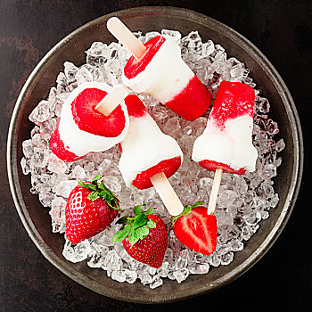 健康,冰冻,草莓甜点