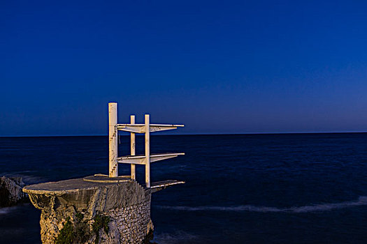 跳台,水岸,夜晚