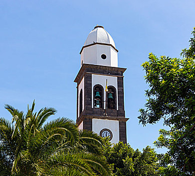 塔,教堂,阿雷西费,兰索罗特岛,加纳利群岛,西班牙,欧洲