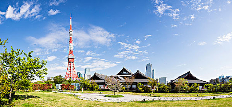 東京塔,公園,高層建筑,背景,東京港區(qū),東京,日本