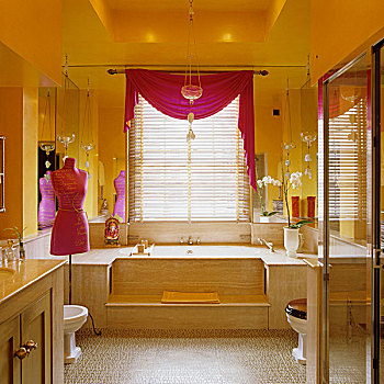 黄色,墙壁,浴室,东方,接触