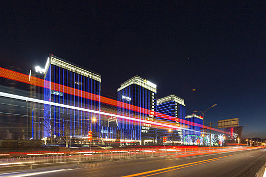 北京市石景山区城市风光金融街长安中心夜景