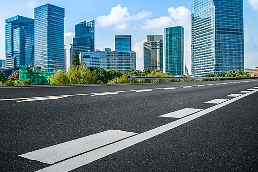 道路交通和杭州钱江新城建筑景观