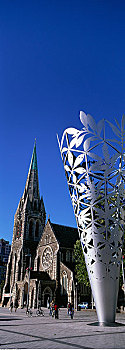 雕塑,大教堂,城市广场,新西兰