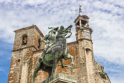 西班牙,埃斯特雷马杜拉,区域,特鲁希略,城市,雕塑