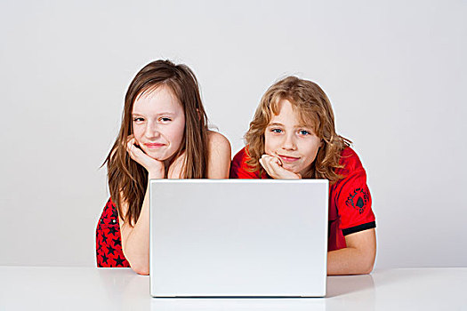年轻,男孩,女孩,有趣,笔记本电脑,电脑