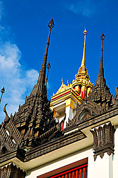 亚洲,曼谷,庙宇,泰国,抽象,十字架,彩色,屋顶,寺院,宗教,图案