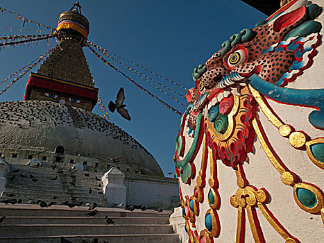 小,神祠,宗教,正面,佛塔,加德满都,尼泊尔,南亚