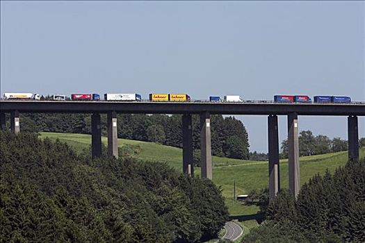 卡车,塞车,桥,德国,高速公路