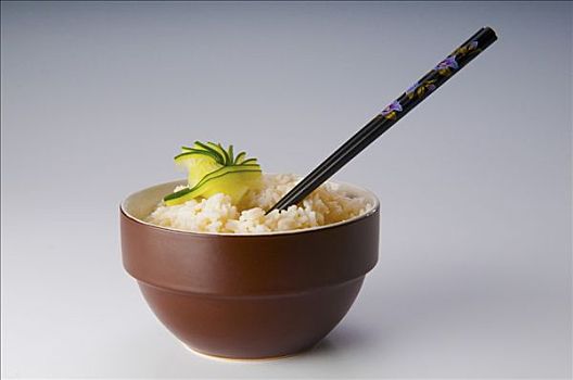 特写,筷子,碗,烹饪,糙米