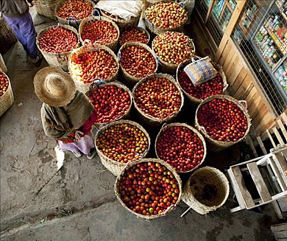 篮子,西红柿,街边市场,缅甸