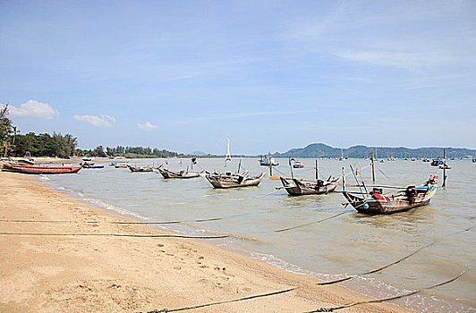 渔船,靠近,湾,普吉岛,泰国