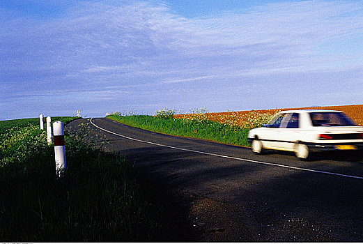 汽车,乡间小路,法国