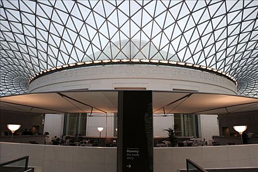 大英博物馆,户外,餐馆,展示,上面,读,房间,屋顶