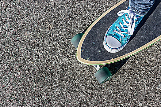 女孩,蓝色,鞋,滑板