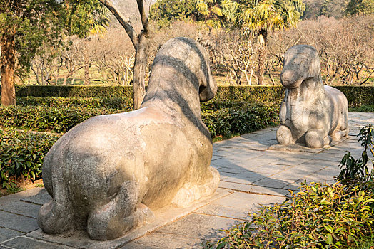 南京明孝陵石象路景区石马雕塑