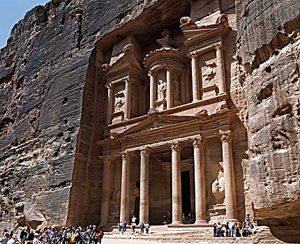 游客,站立,正面,古遗址,财政部,佩特拉,约旦