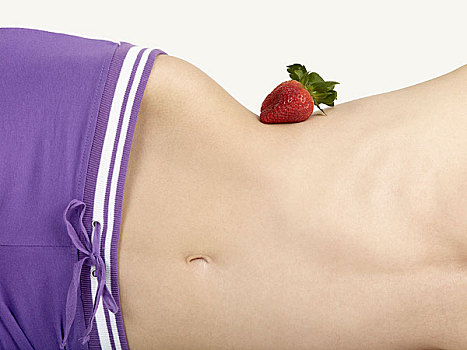 腹部,女人,平衡性,草莓,腰部