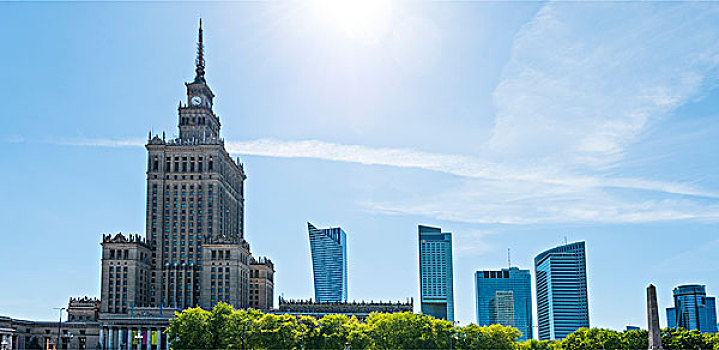 宫殿,文化,科学,摩天大楼,天际线,华沙,省,波兰,欧洲