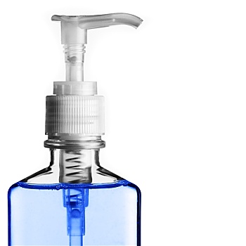 蓝色,泵,肥皂,瓶子,隔绝,白色背景