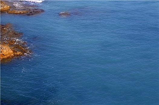 蓝色海洋,海洋,海岸线,石头,左边,岸边