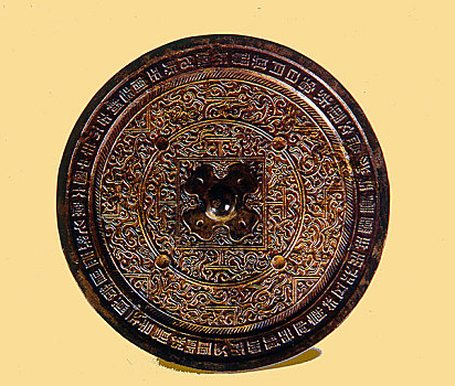 西汉镏金神兽铜镜