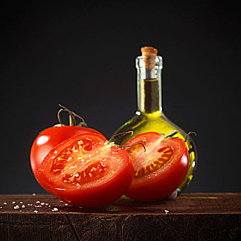 新鲜,西红柿,正面,瓶子,橄榄油